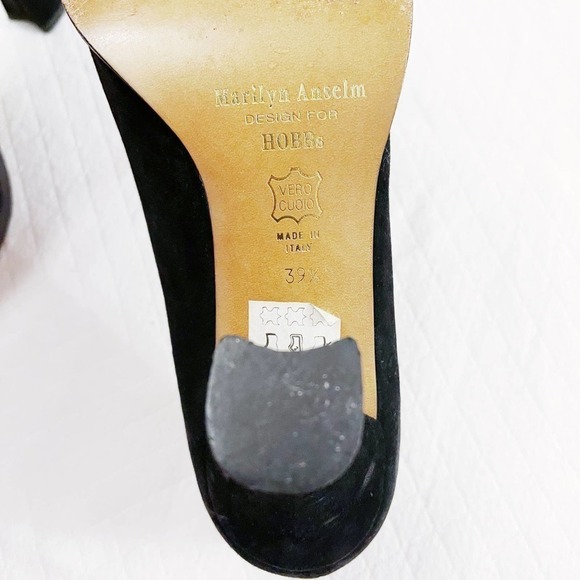 Hobbs VTG Black Suede Pump Round Toe sz39.5 - Picture 8 of 11